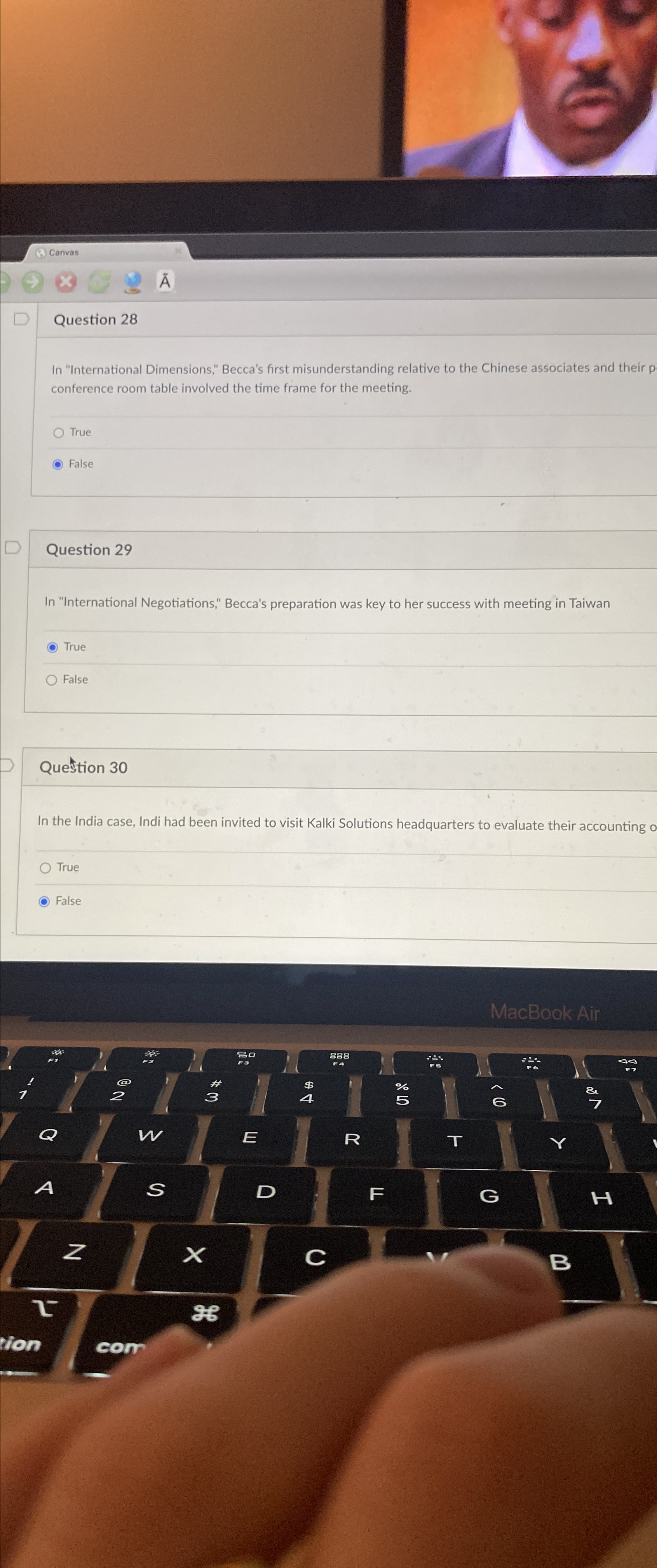  (3) Canvas (3),3 A Question 28 In "International Dimensions," Becca's first