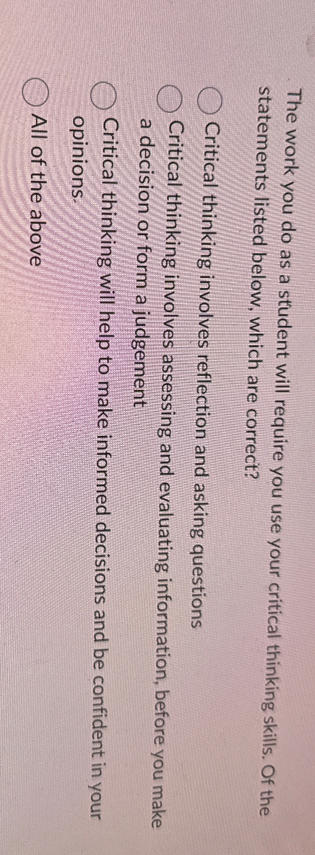  The work you do as a student will require you use