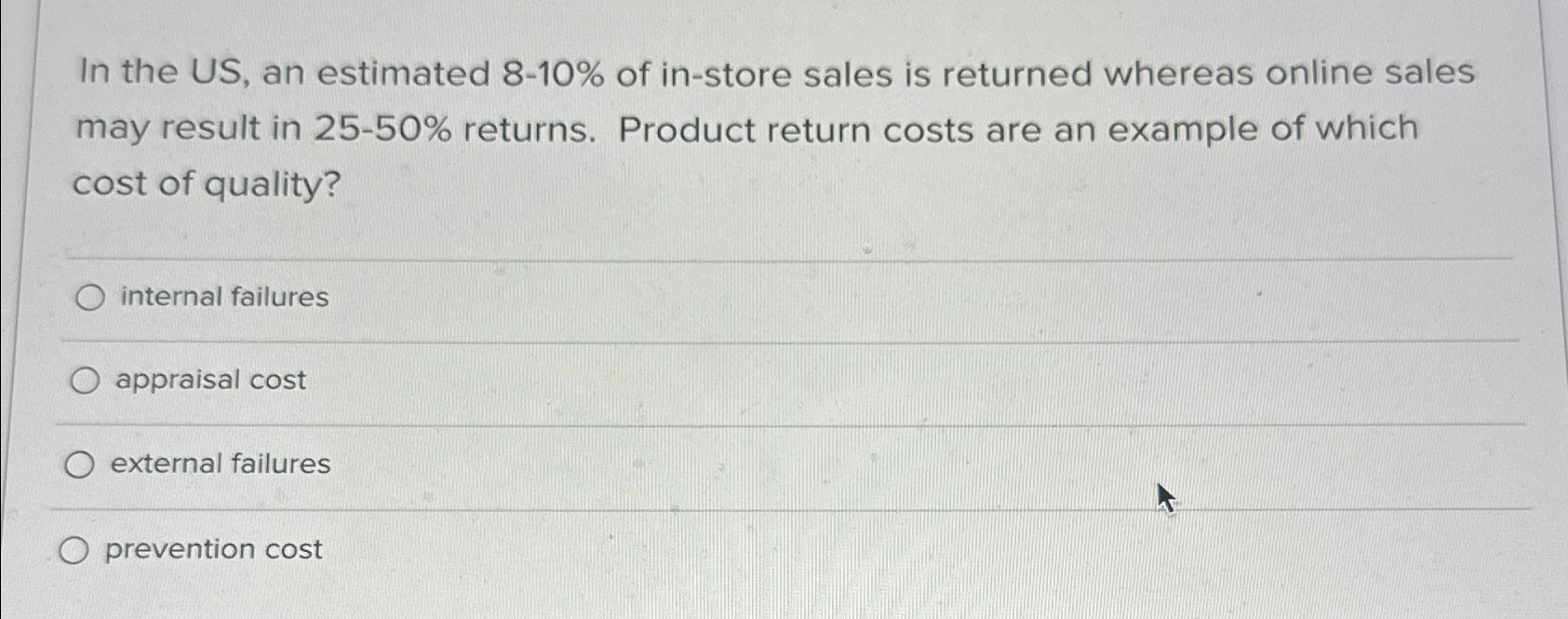  In the US, an estimated 8-10% of in-store sales is returned
