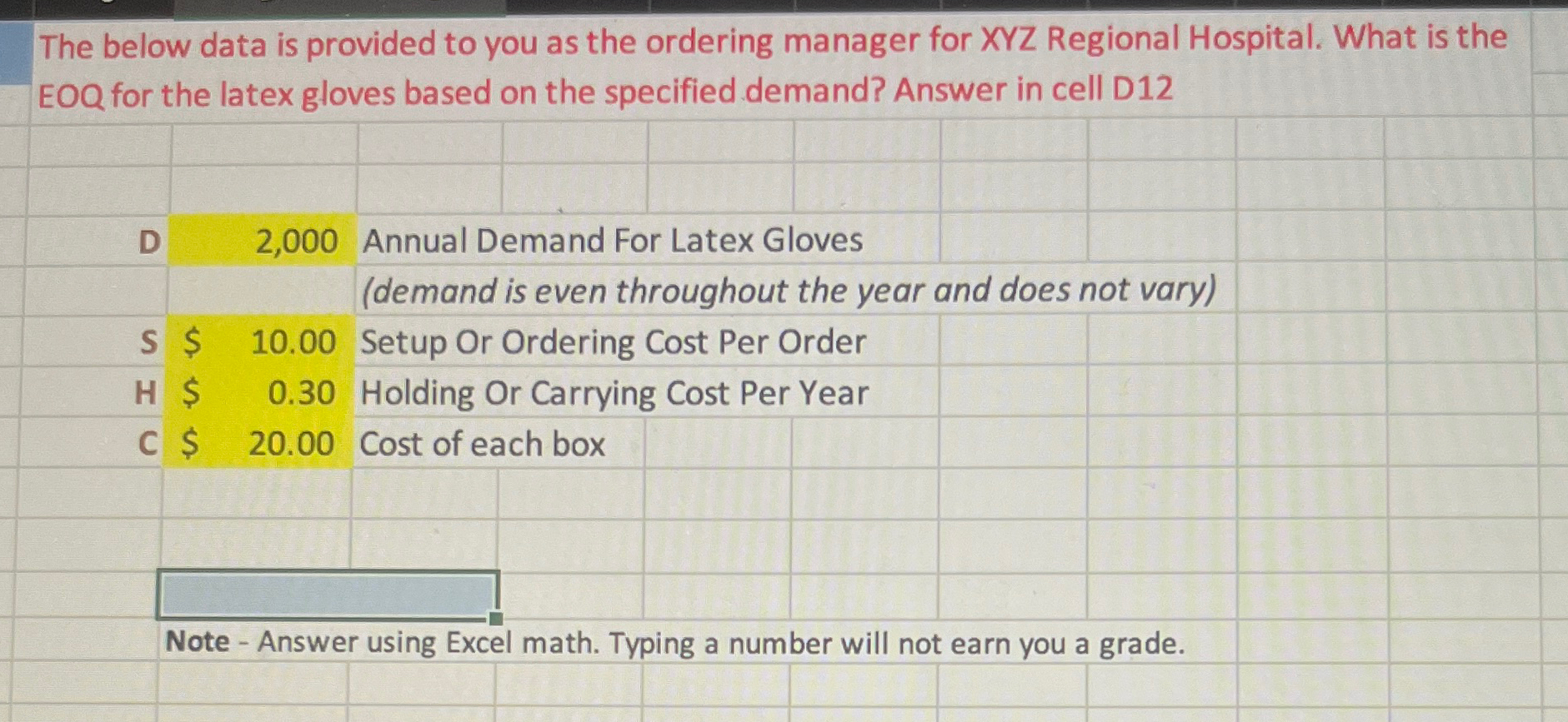  The below data is provided to you as the ordering manager