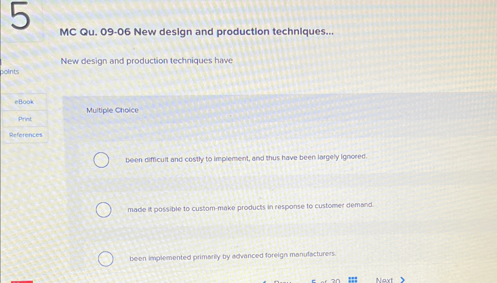  MC Qu.09-06 New design and productlon technlques... New design and production