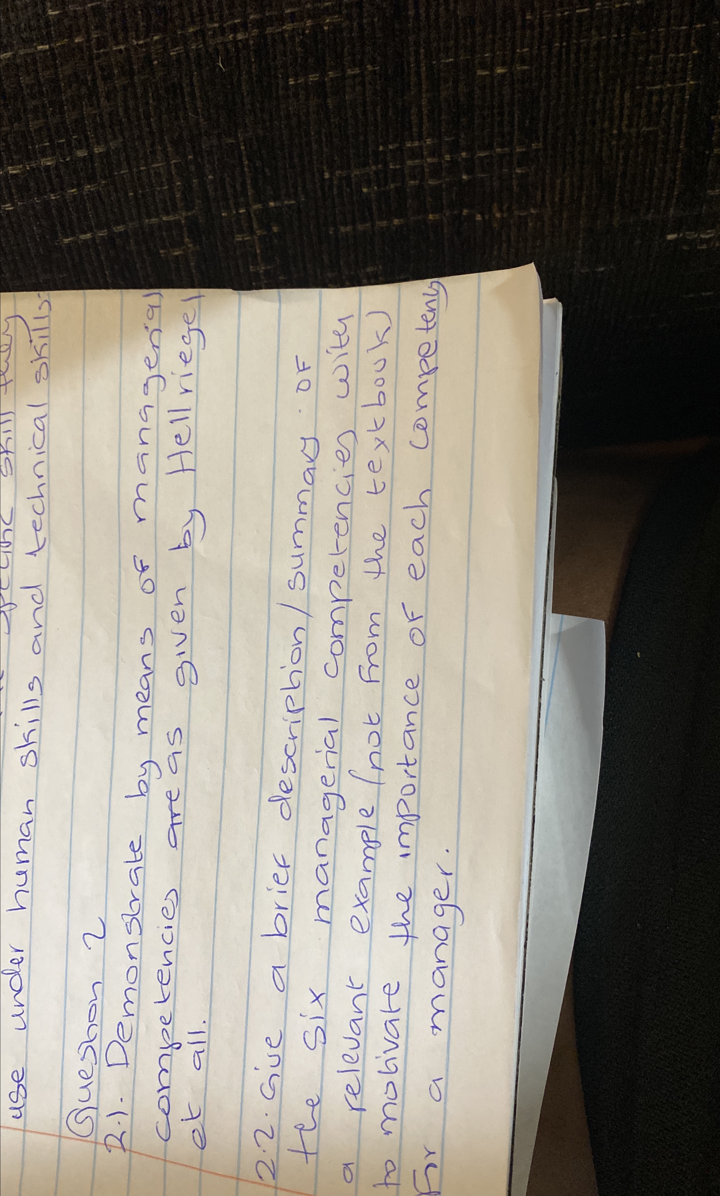  use under human skills and technical skills Gueshon 2 2.). Demonstrate