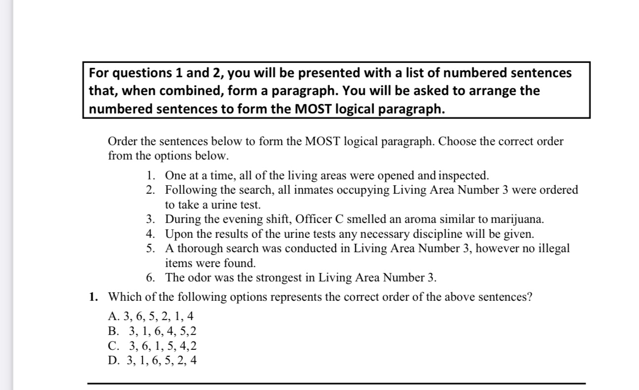  For questions 1 and 2, you will be presented with a