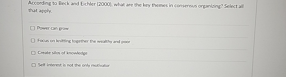  According to Beck and Eichler (2000), what are the key themes