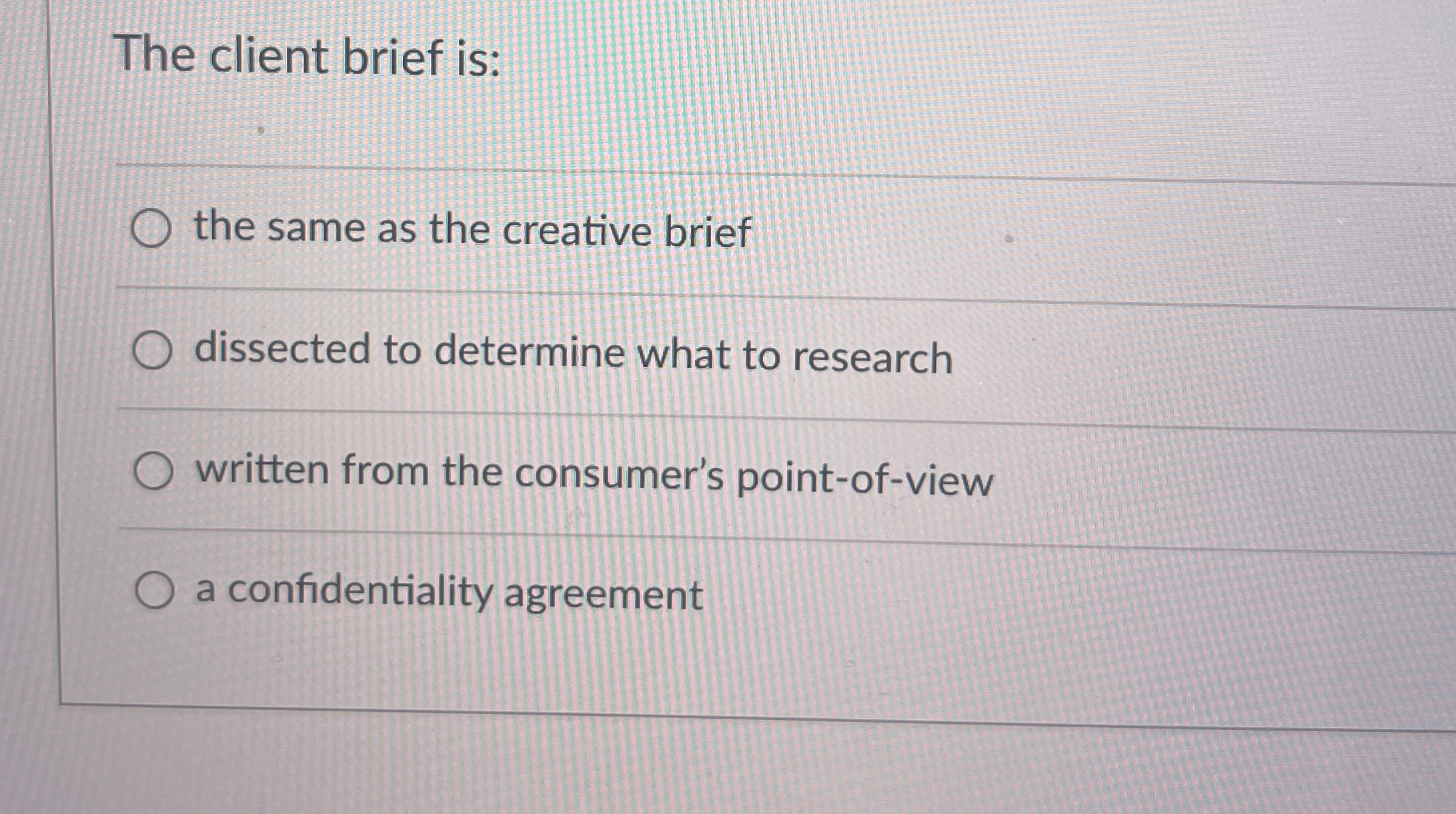  The client brief is: the same as the creative brief dissected