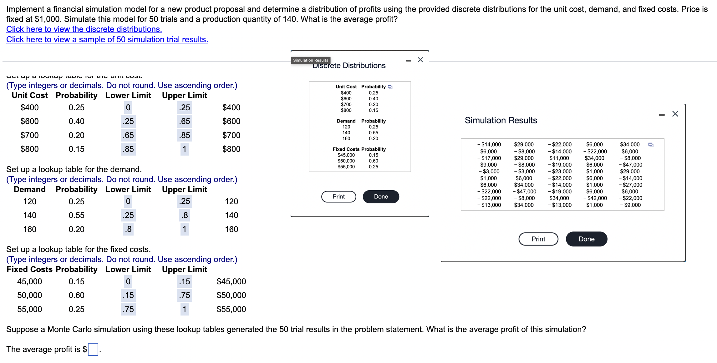  Implement a financial simulation model for a new product proposal and