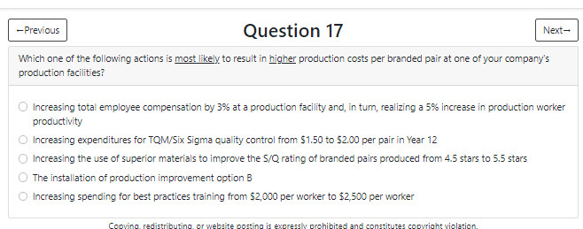  please give me answer for this questionQuestion 17 Which one of