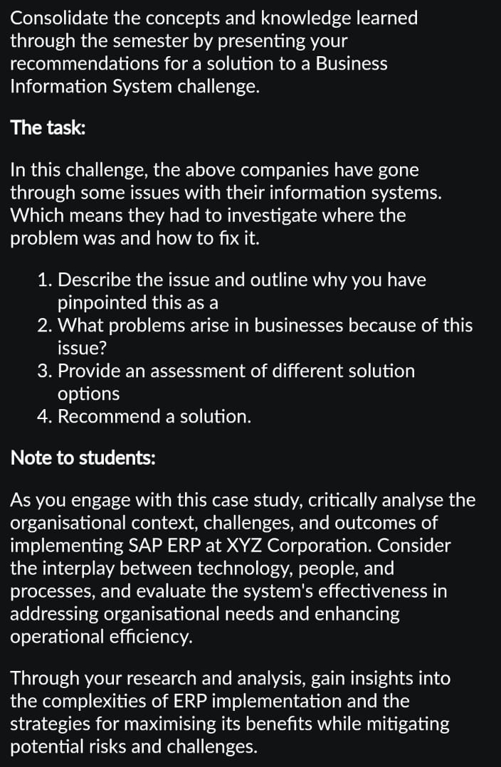  Case study: In the case study - choose one (1) of