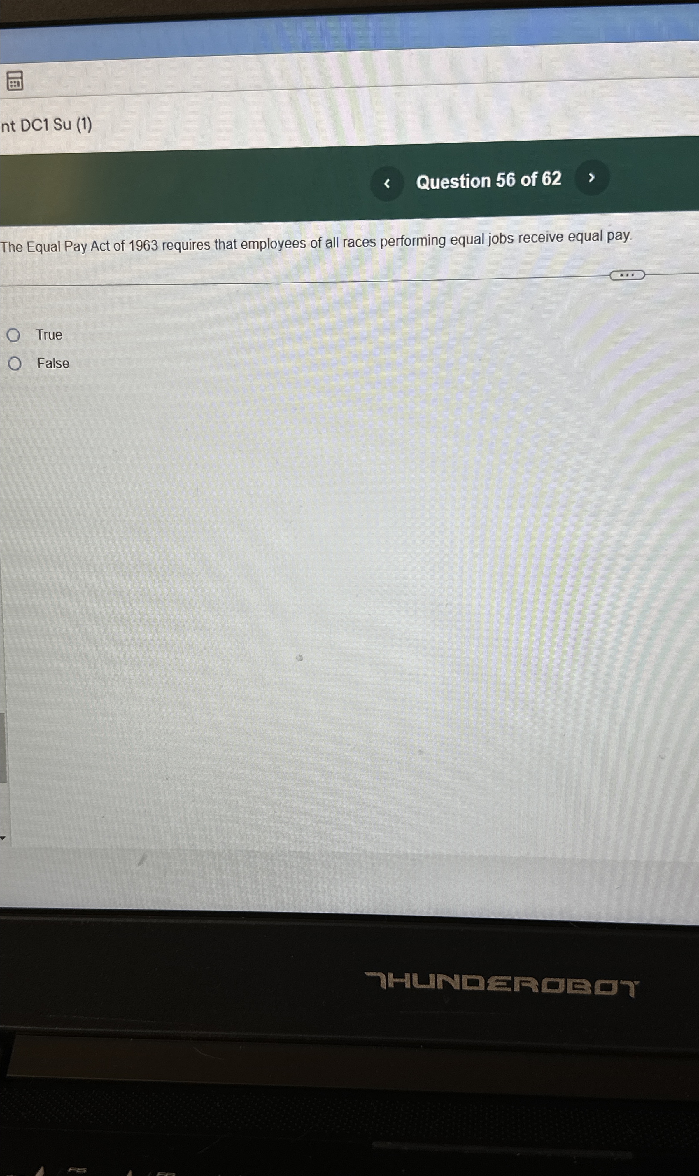  nt DC1 Su (1) Question 56 of 62 The Equal Pay