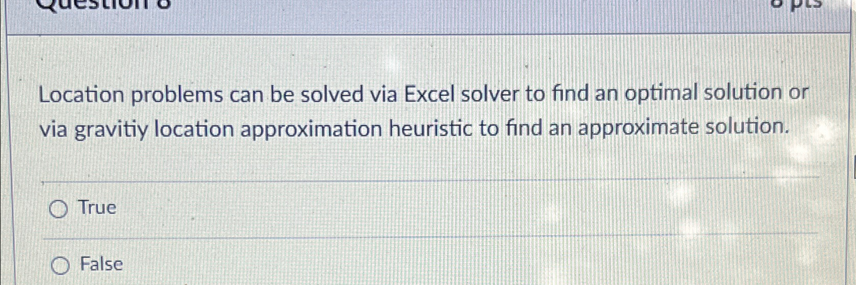  Location problems can be solved via Excel solver to find an
