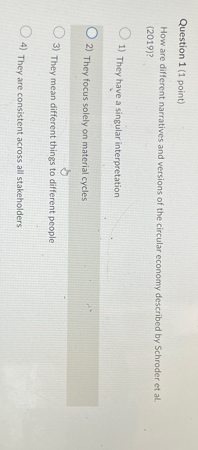  Question 1(1 point) How are different narratives and versions of the