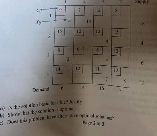  a) Is the solution basic feasible? Justify. b) Show that the