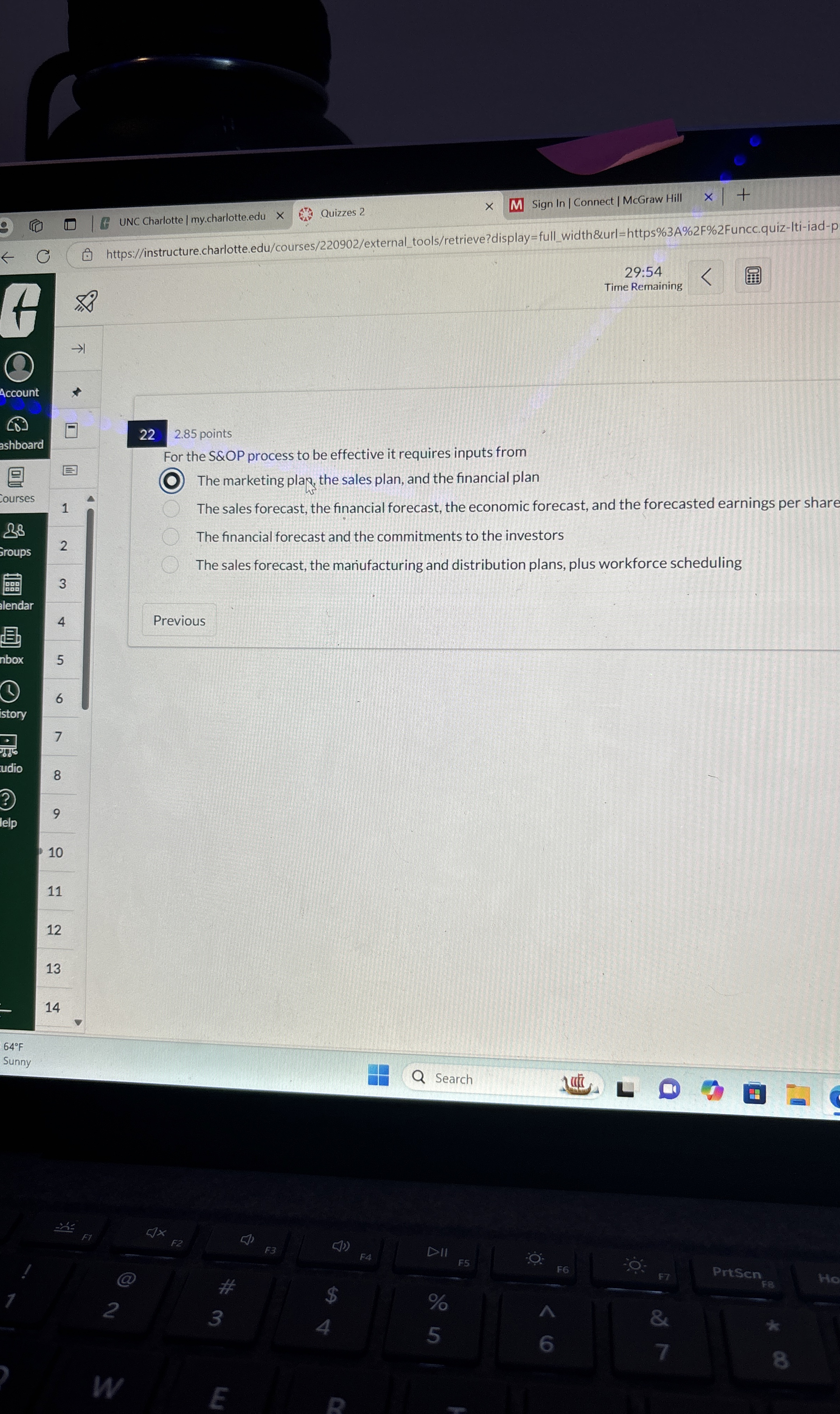  For the S&OP process to be effective it requires inputs from