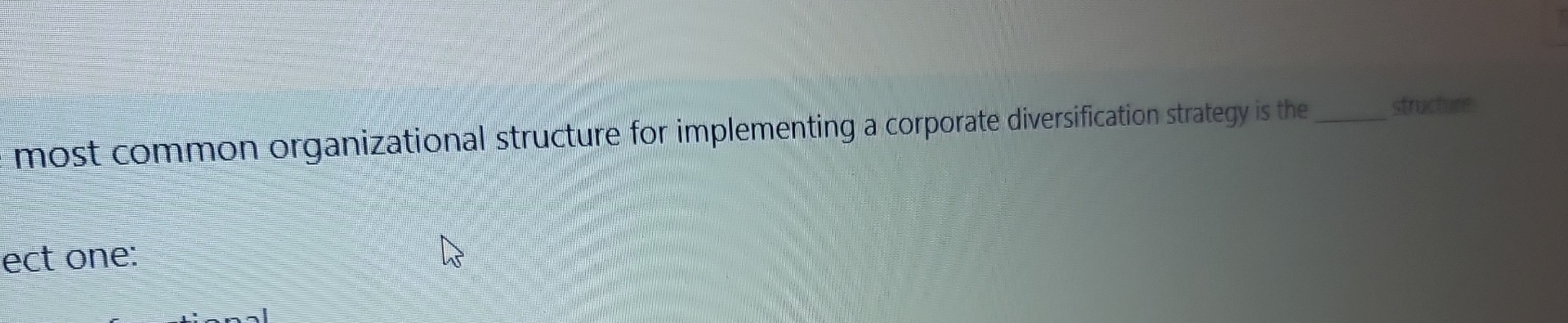  most common organizational structure for implementing a corporate diversification strategy is