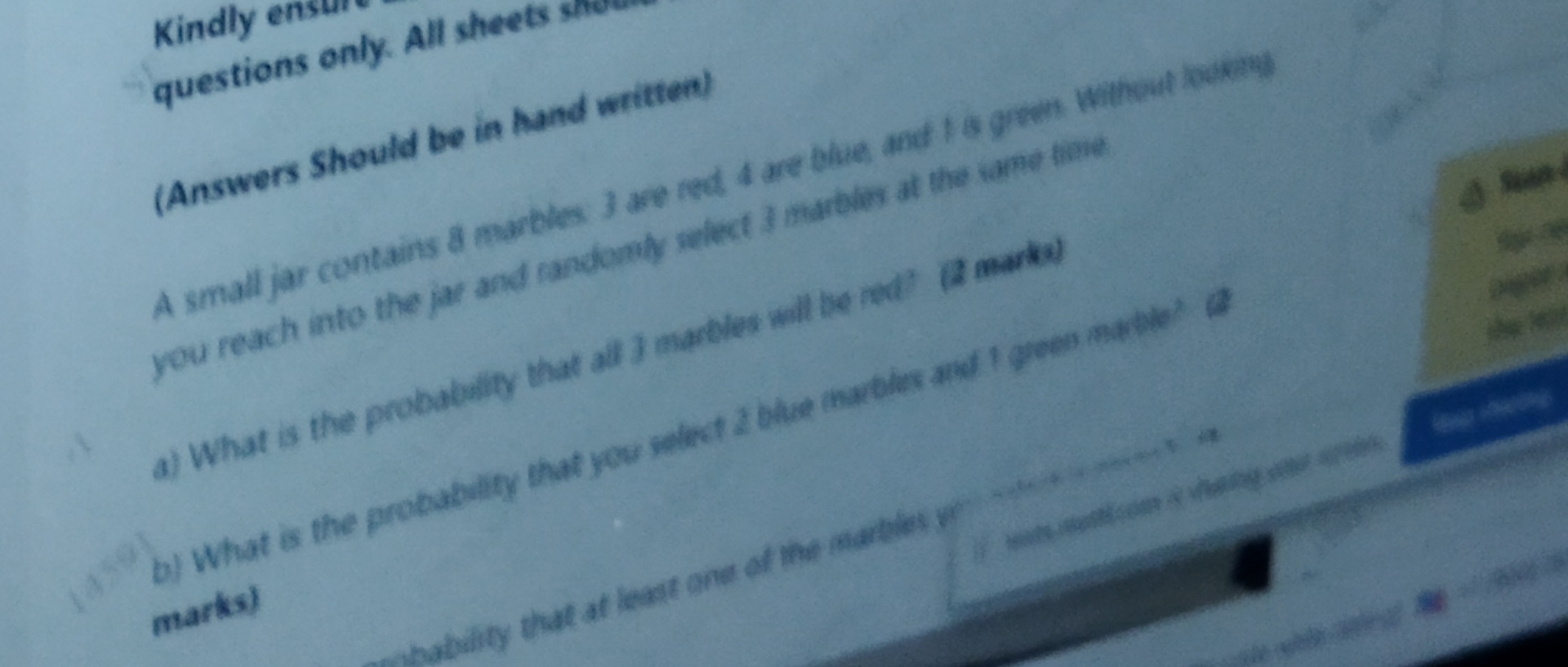  questions only. All sheets (Answers Should be in hand wetten) What