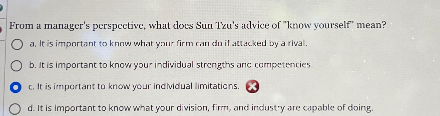  From a manager's perspective, what does Sun Tzu's advice of "know