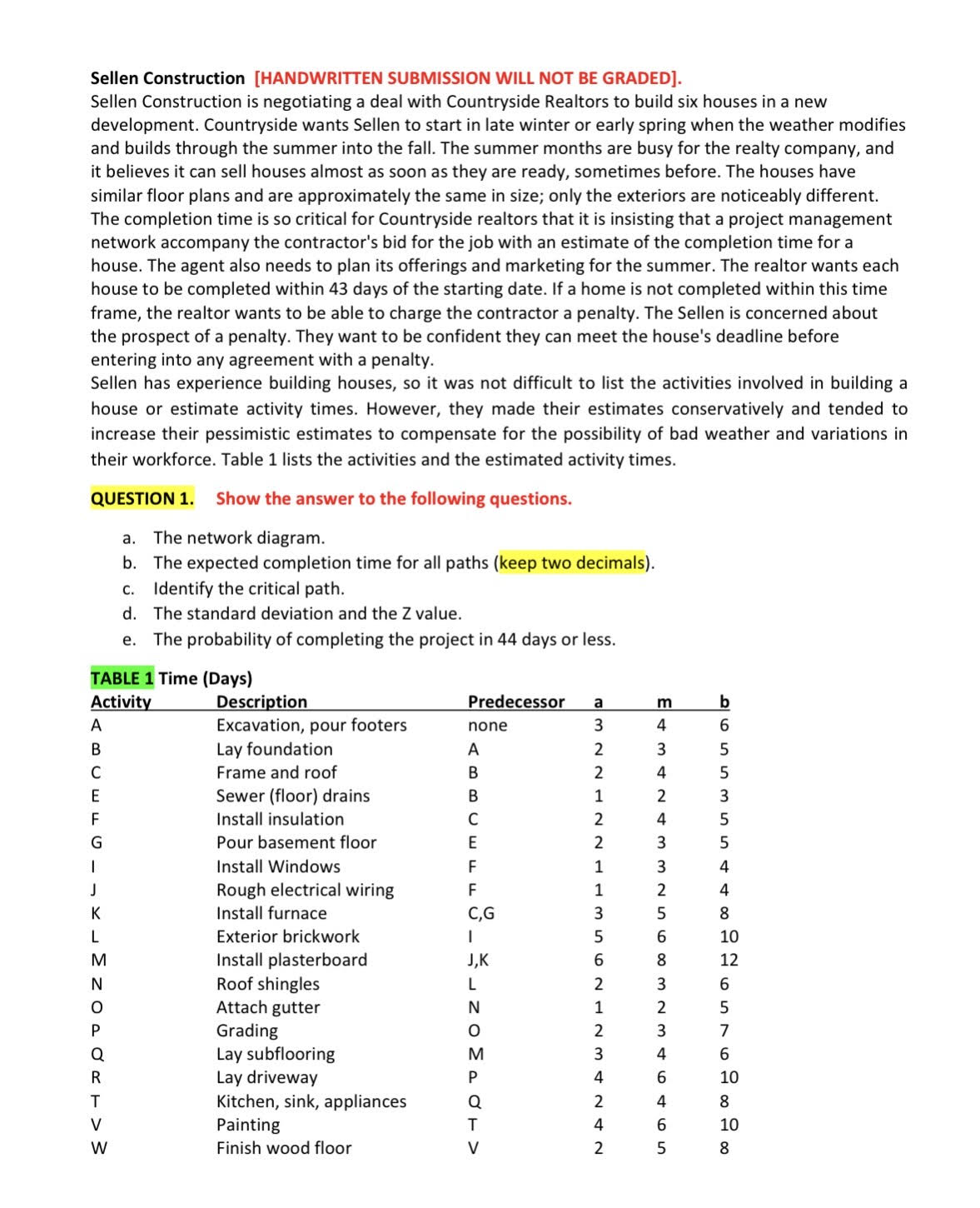 Sellen Construction [HANDWRITTEN SUBMISSION WILL NOT BE GRADED]. Sellen Construction is