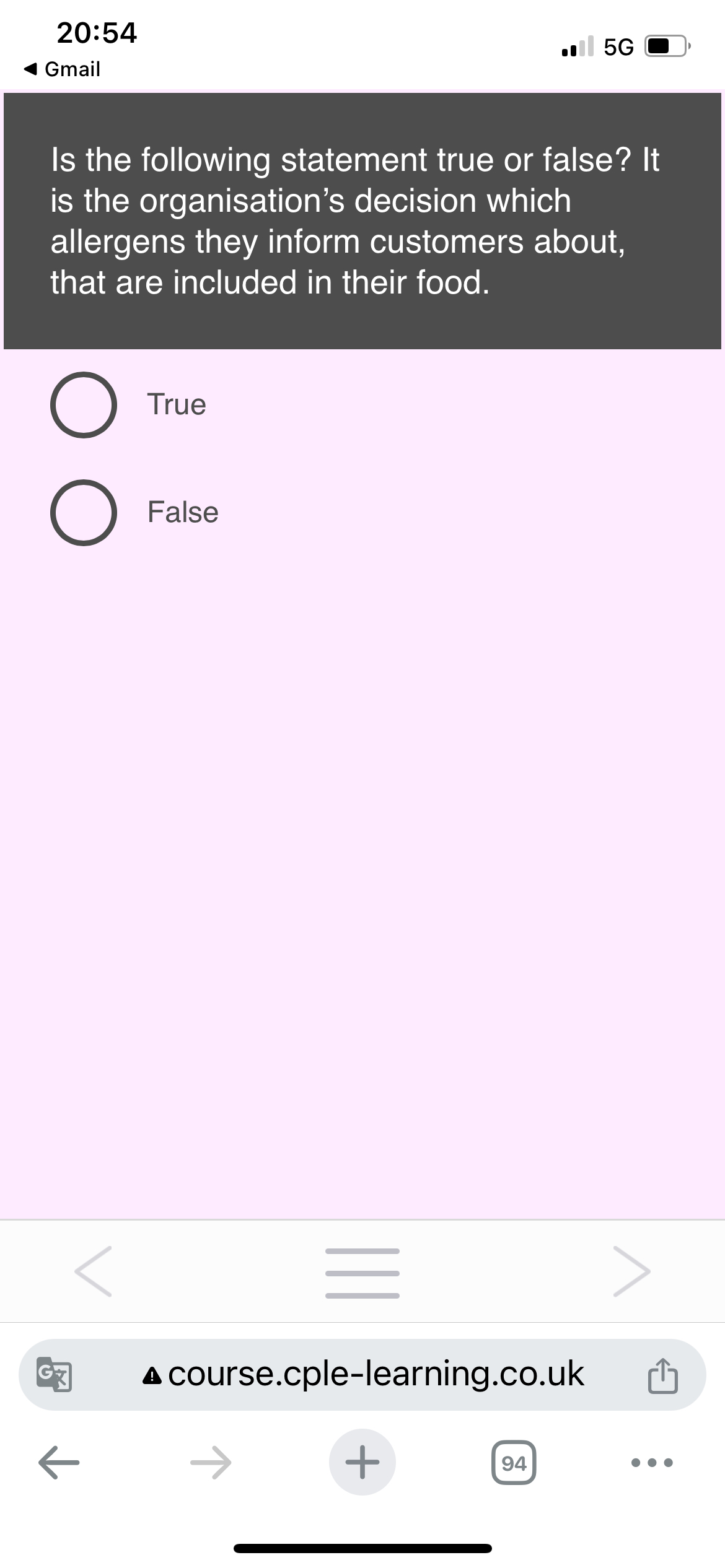  Is the following statement true or false? It is the organisation's