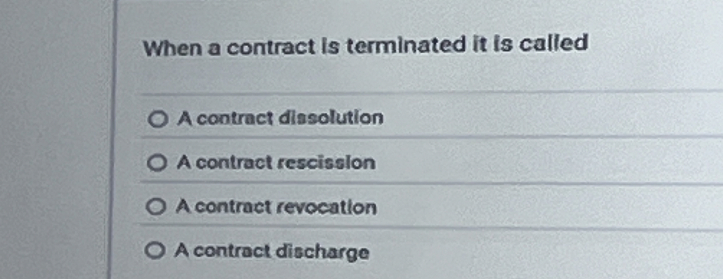  When a contract is terminated it is called A contract diasolution