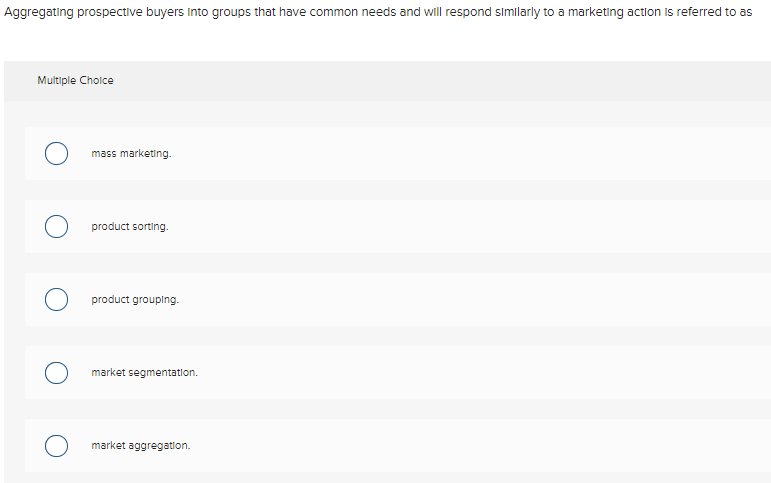  Aggregating prospective buyers into groups that have common needs and will