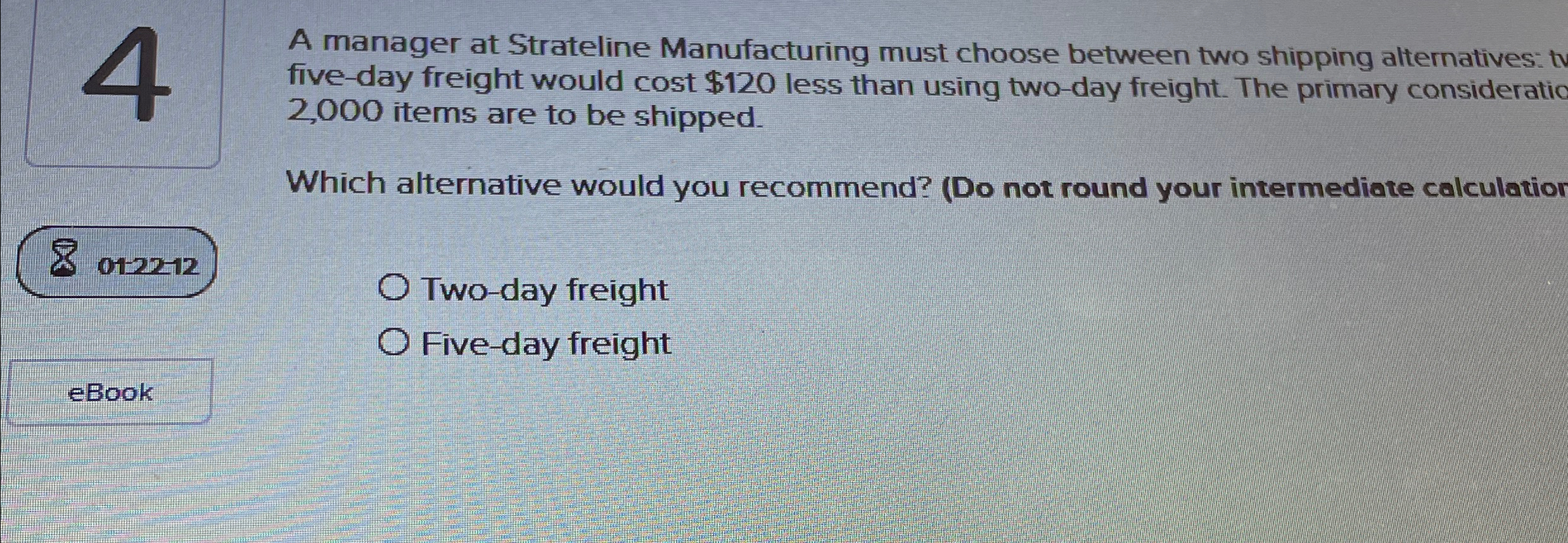  4 0122-12 0122-12 Two-day freight Five-day freight 