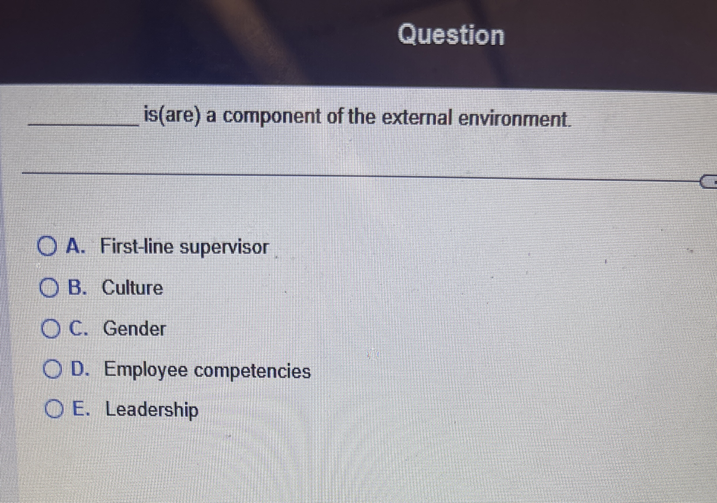  What does this mean Question q, is(are) a component of the