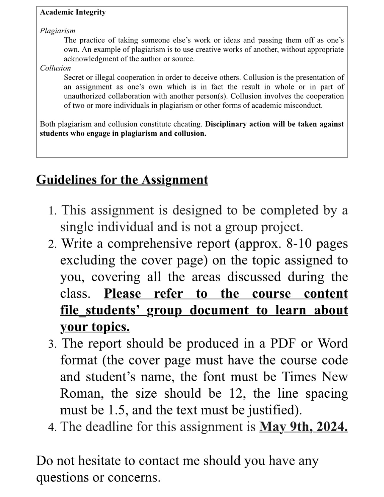  \table[[Academic Integrity],[Plagiarism],[The practice of taking someone else's work or ideas and