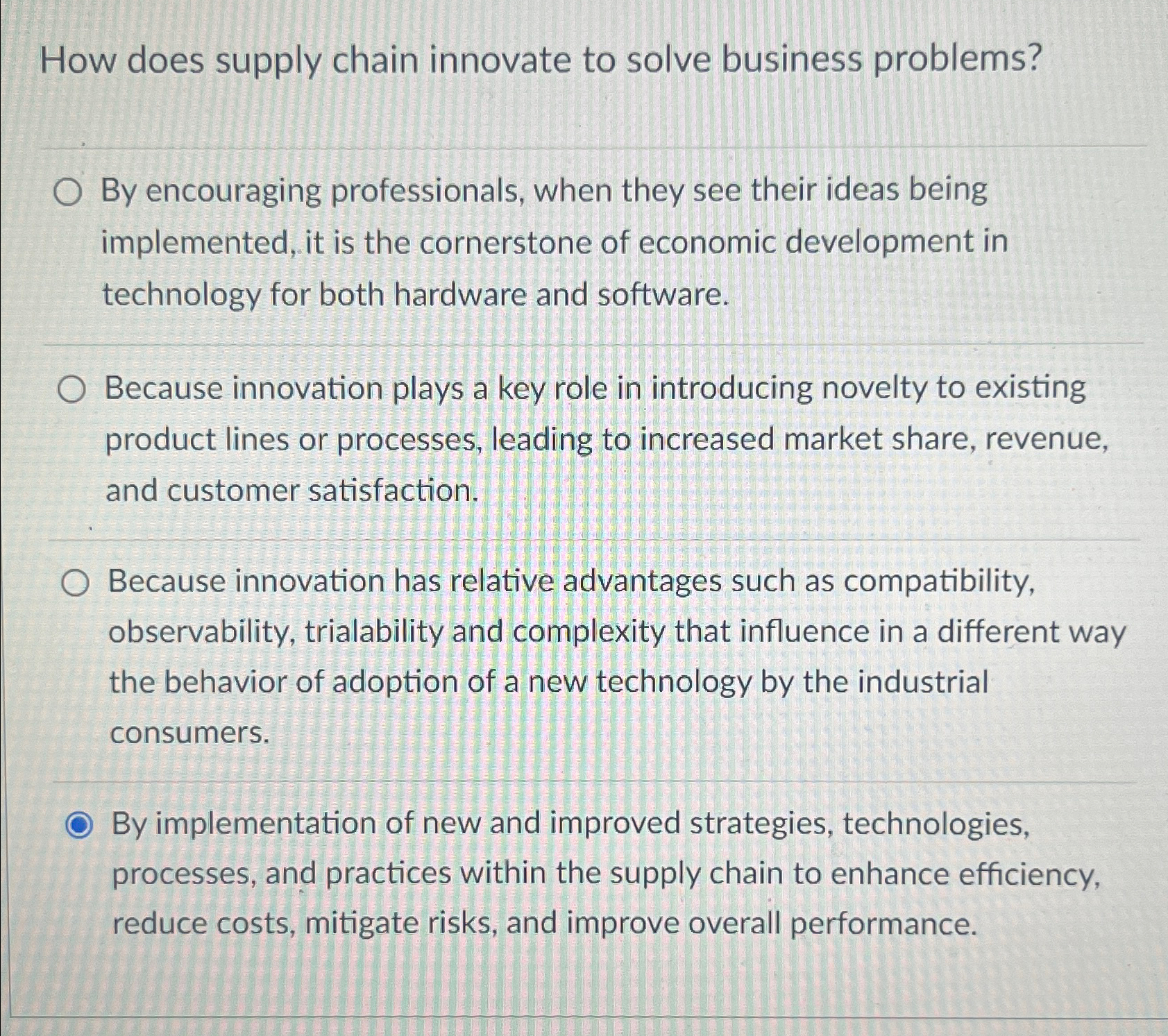  How does supply chain innovate to solve business problems? By encouraging