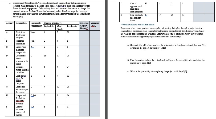  c. International Capital Inc. (IC) is a small investment banking firm