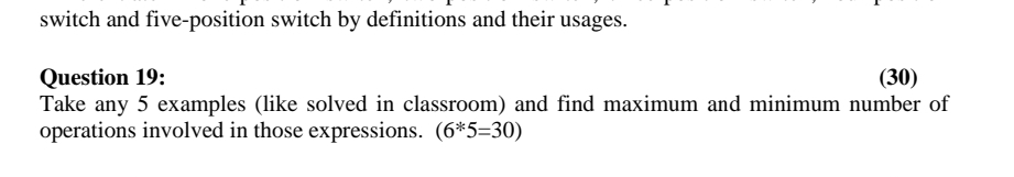  Question 19: Take any 5 examples (like solved in classroom) and