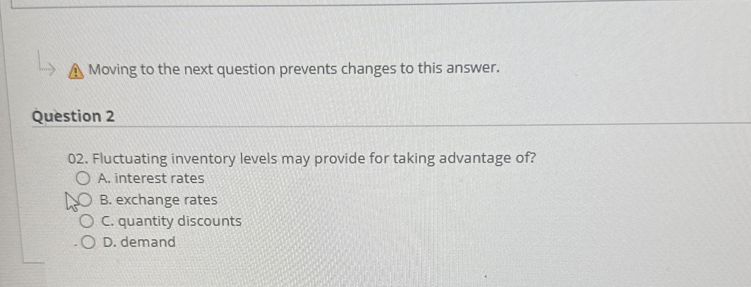  Moving to the next question prevents changes to this answer. Question