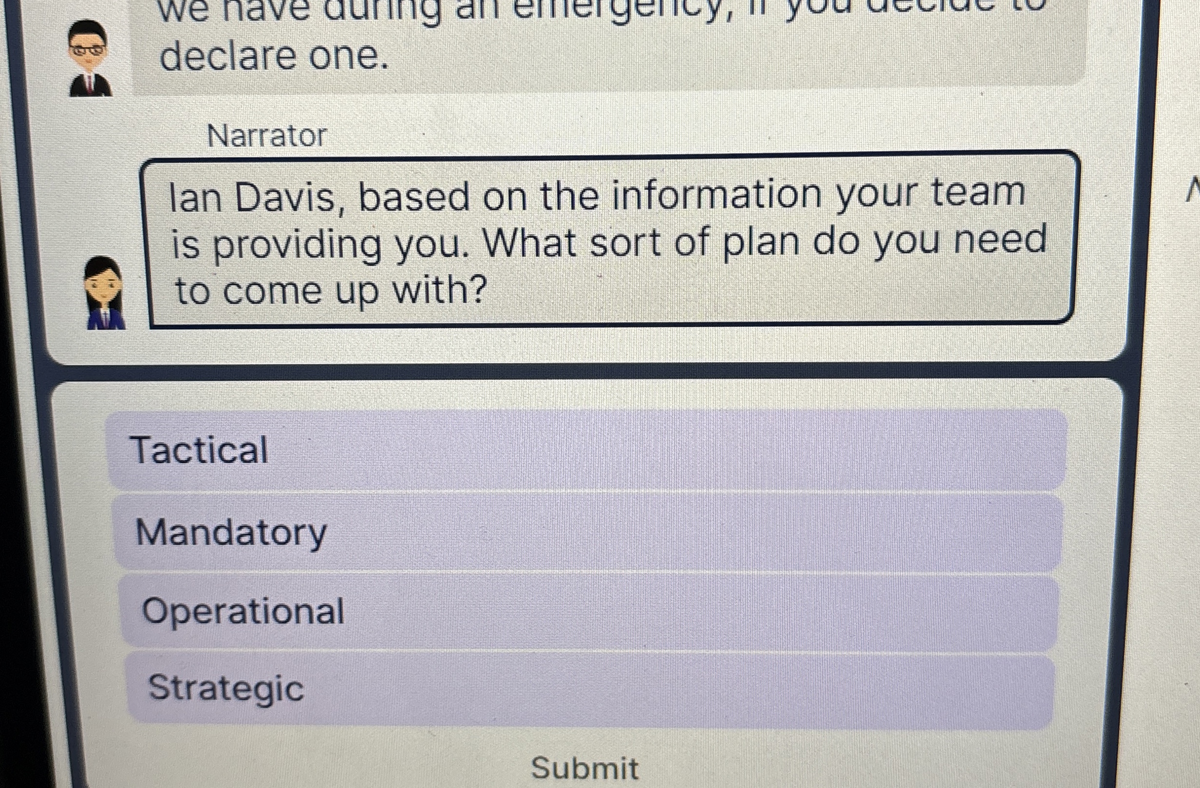  declare one. Narrator Ian Davis, based on the information your team