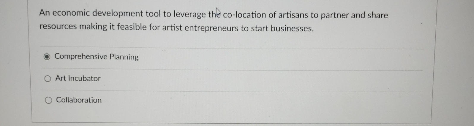  An economic development tool to leverage the co-location of artisans to