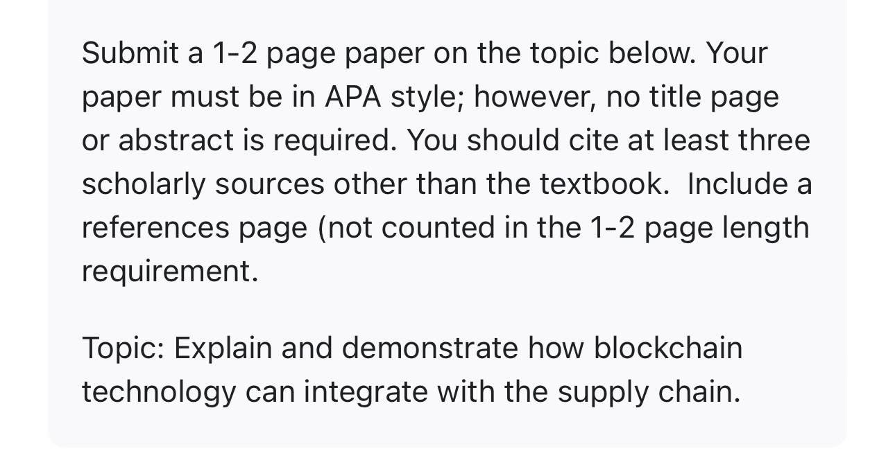  Submit a 1-2 page paper on the topic below. Your paper