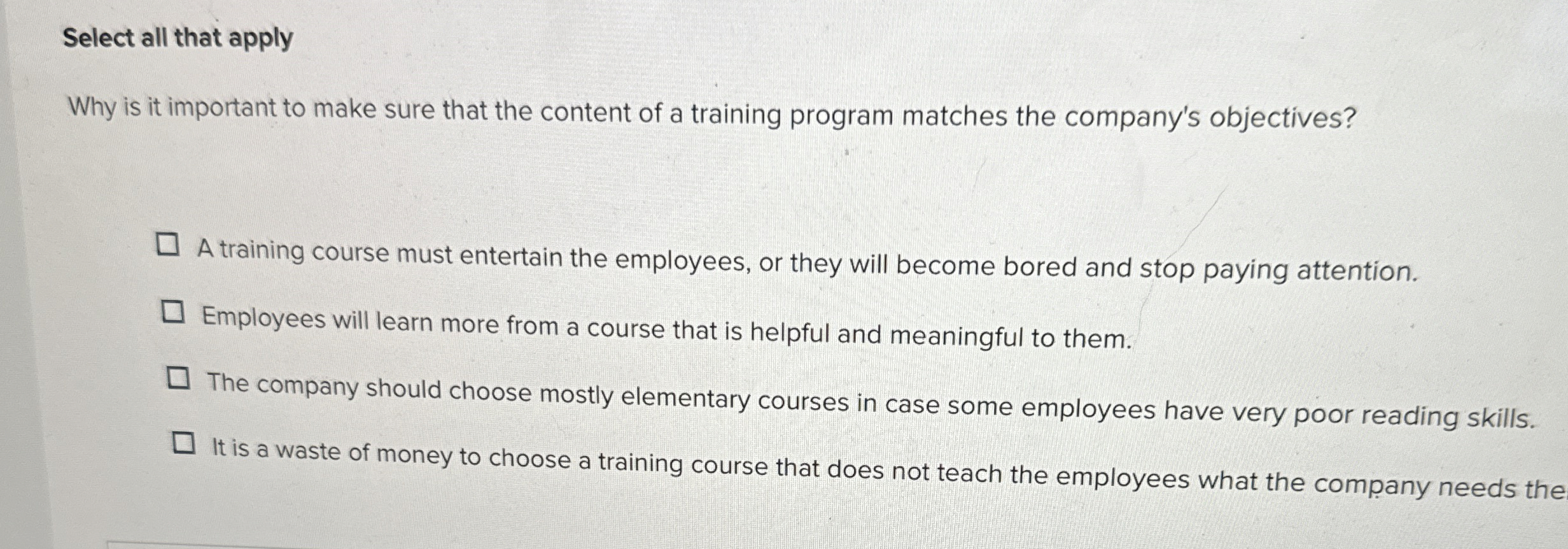  Select all that apply Why is it important to make sure