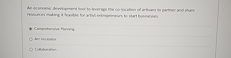  An economic development tool to leverage the co-location of artisans to