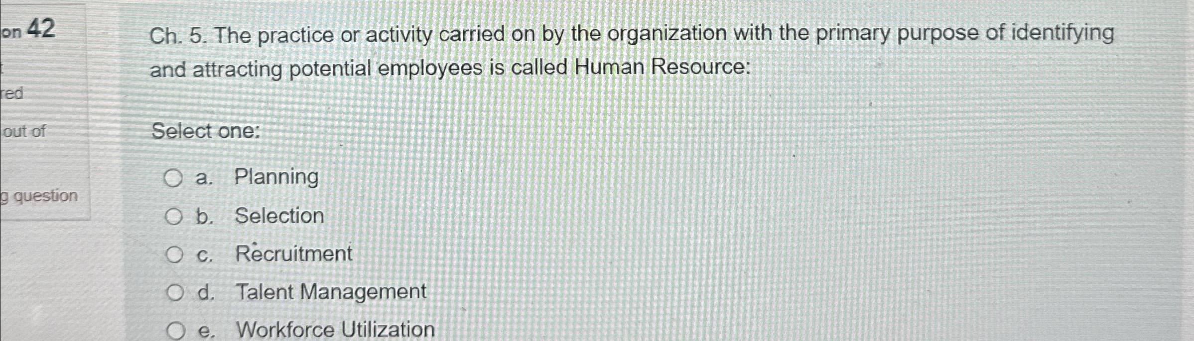  Ch.5. The practice or activity carried on by the organization with