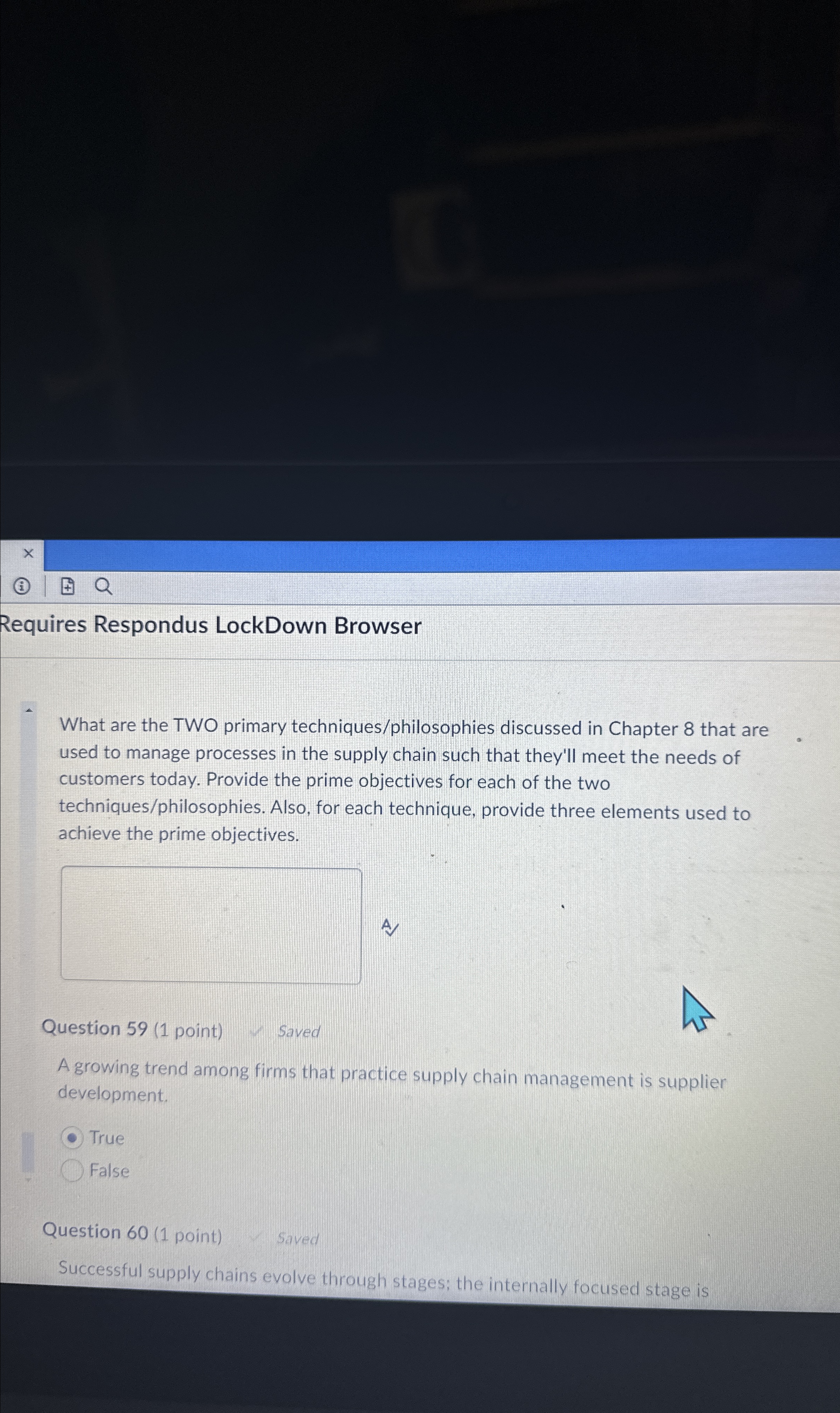  Requires Respondus LockDown Browser What are the TWO primary techniques/philosophies discussed