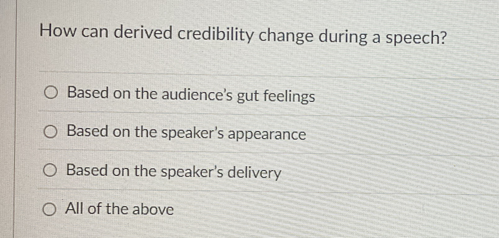  How can derived credibility change during a speech? Based on the