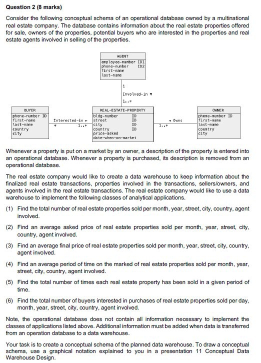  Question 2(8 marks) Consider the following conceptual schema of an operational