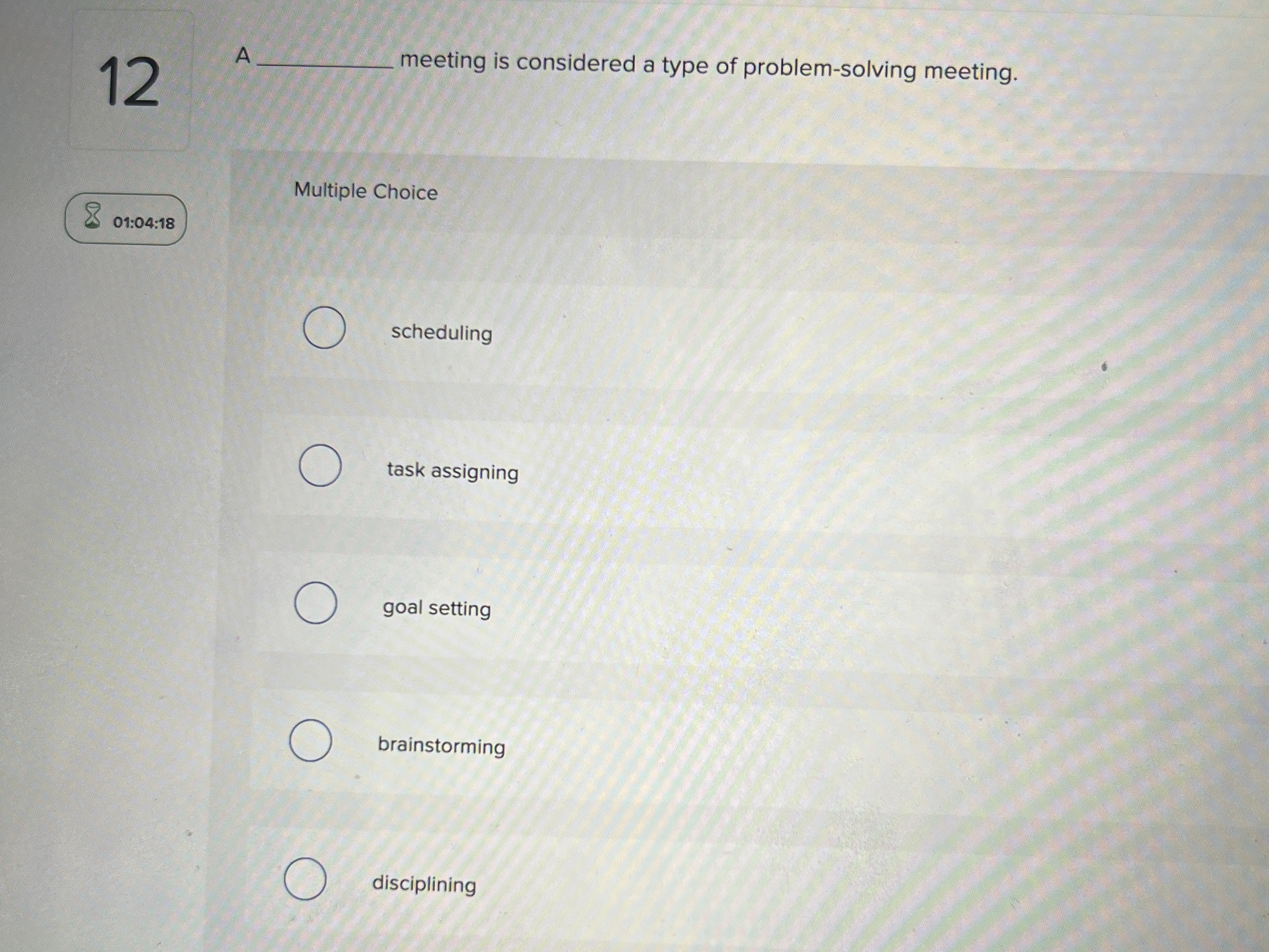  A meeting is considered a type of problem-solving meeting. Multiple Choice