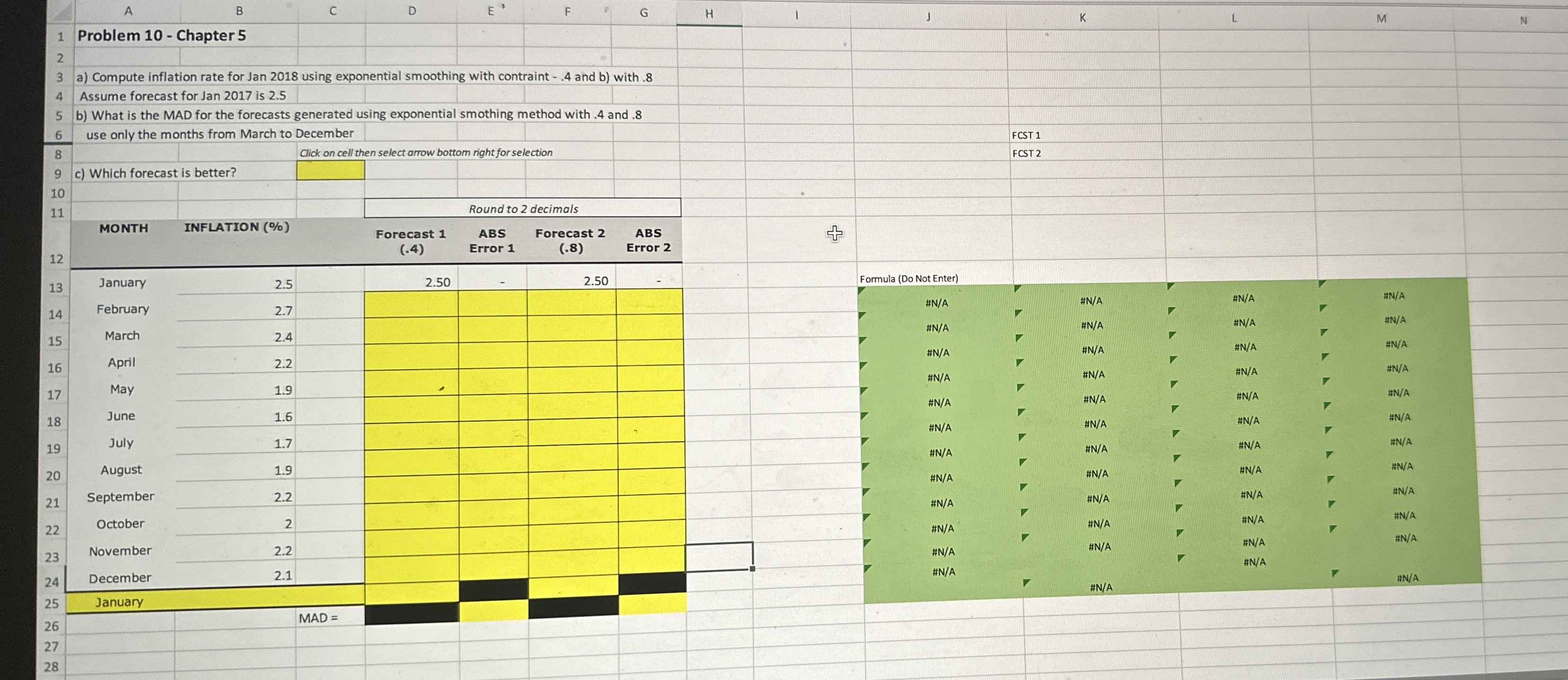  Problem 10- Chapter 5 a) Compute inflation rate for Jan 2018