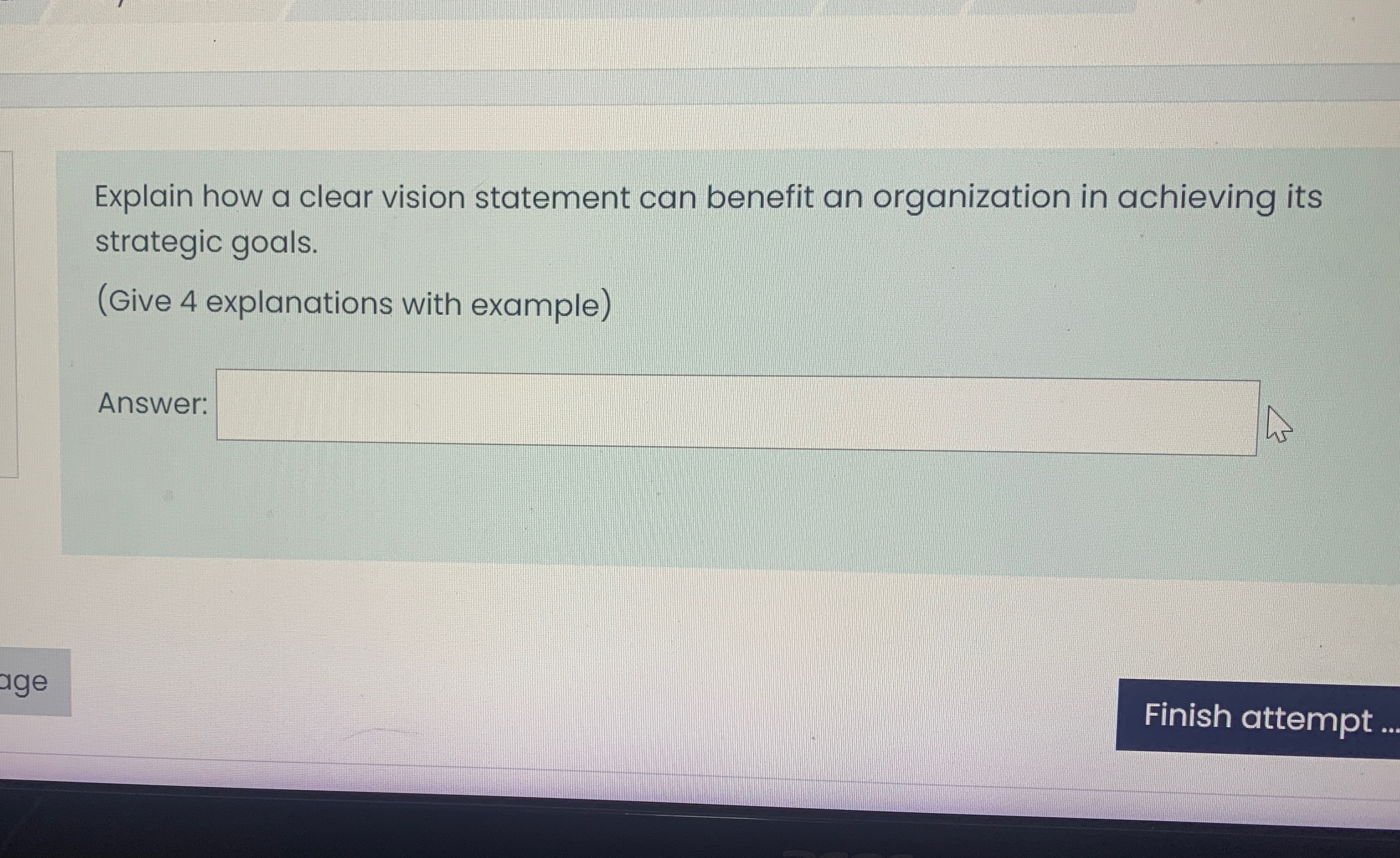 Explain how a clear vision statement can benefit an organization in