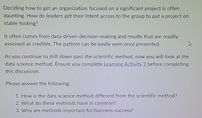  Deciding how to get an organization focused on a significant project