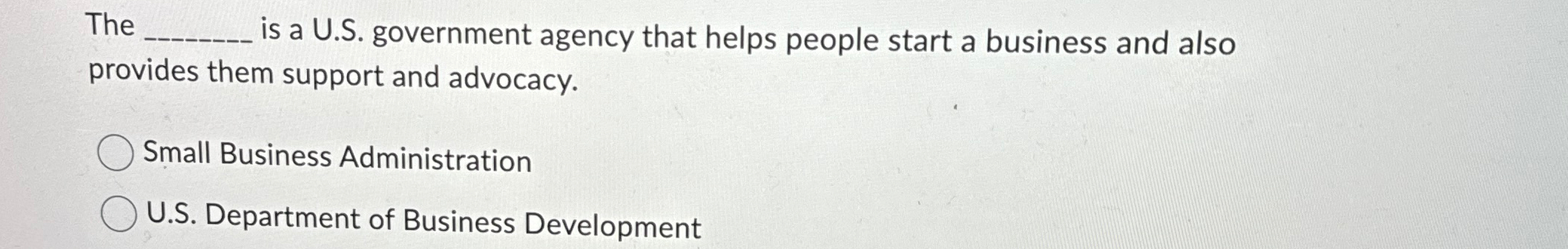  The q, is a U.S. government agency that helps people start