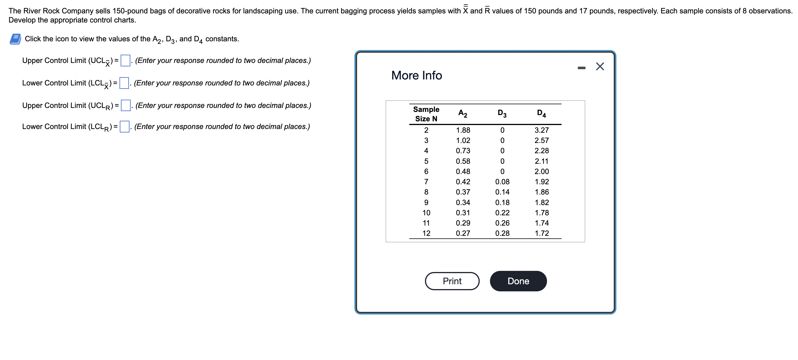  Develop the appropriate control charts. Click the icon to view the
