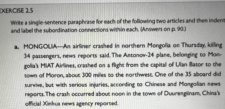  XERCISE 2.5 Write a single-sentence paraphrase for each of the following