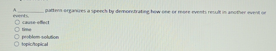 A pattern organizes a speech by demonstrating how one or more