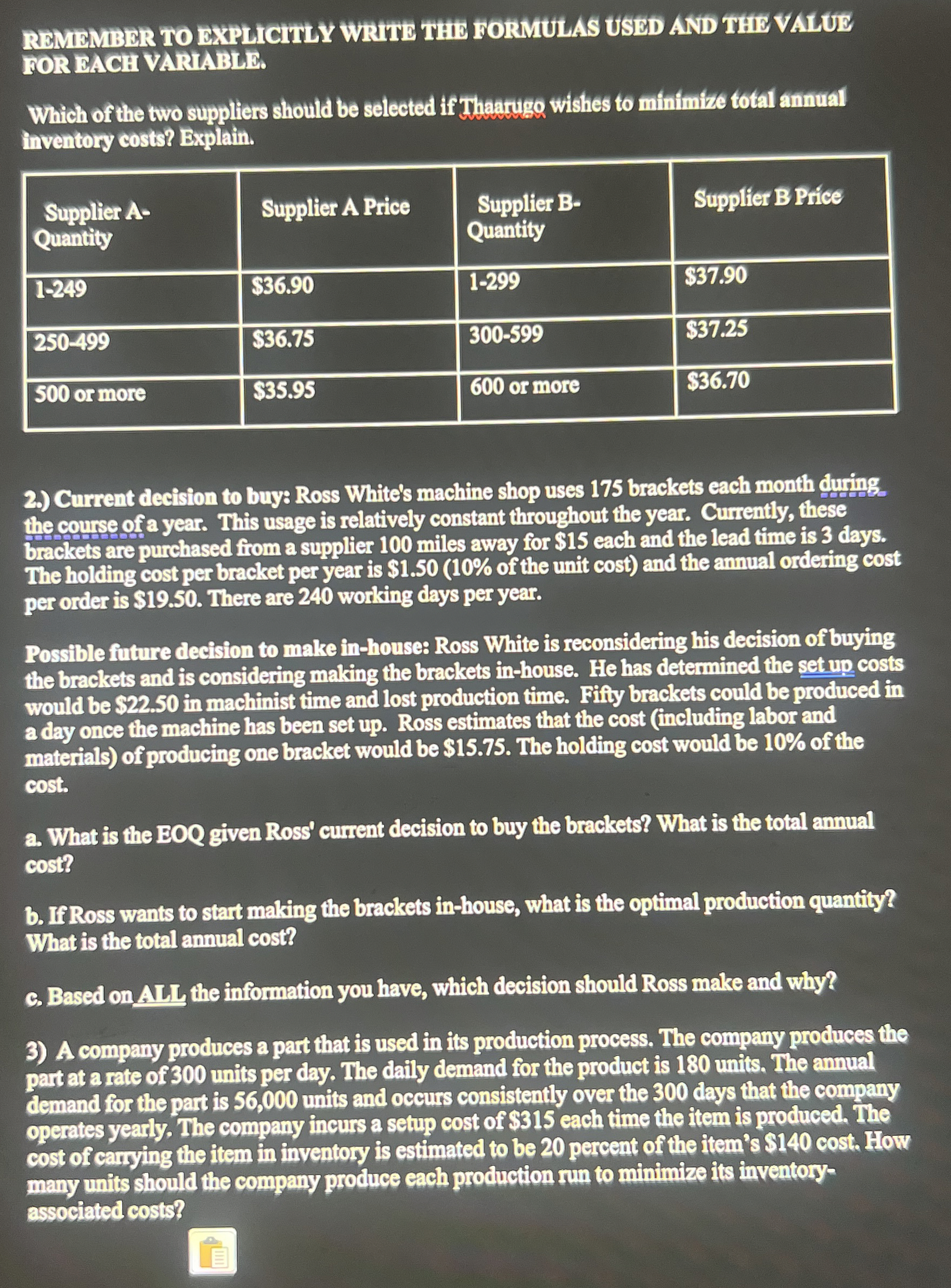  Submit problems 1-3 via the dropbox on D2L. YOU DO NOT