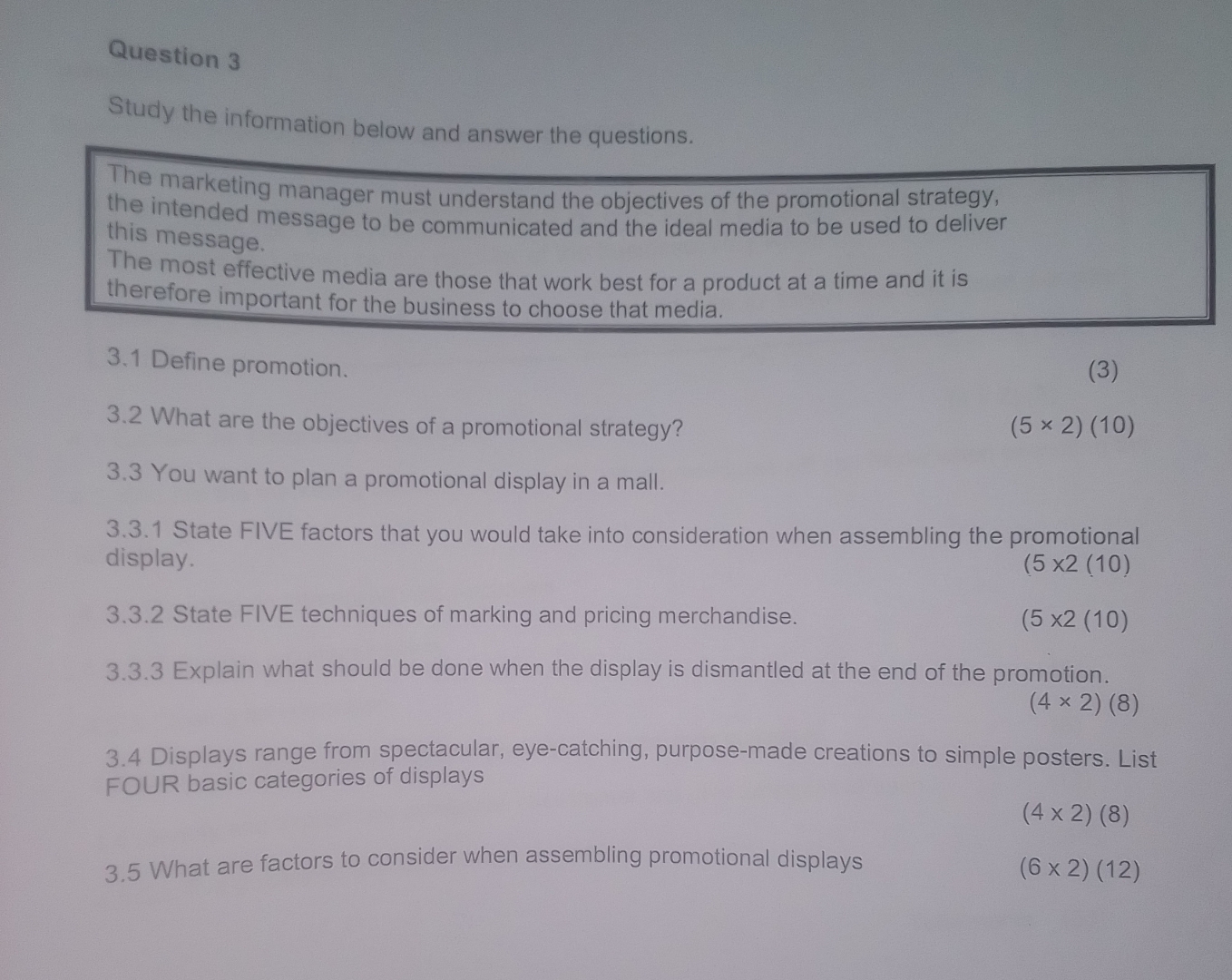  Question 3 Study the information below and answer the questions. The